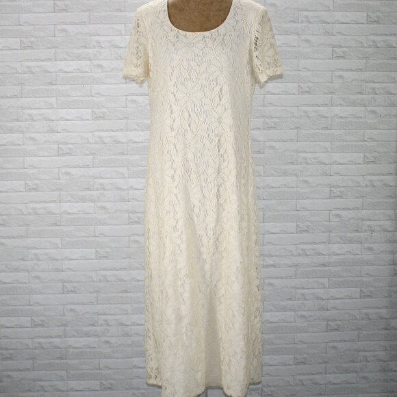 SL FASHIONS Dress Midaxi Short Sleeve Bridal Cocktail Party Cream Plus Size 16 - Picture 1 of 14